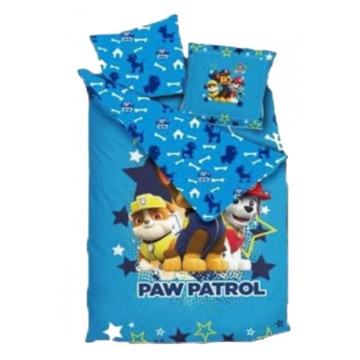 Parure De Lit Bébé 2 Pièces Paw Patrol 100% Coton – 100x135 Cm + Taie 40x60 Cm – Doux & Officiel