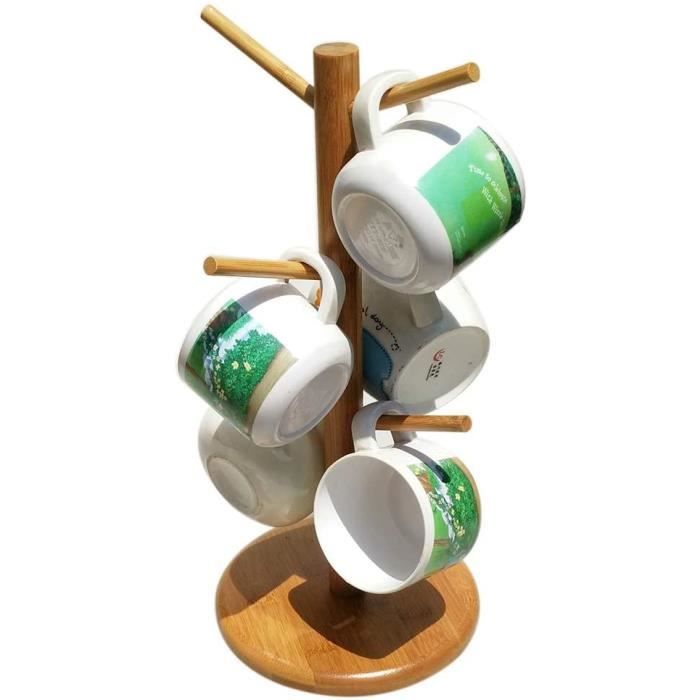 Lot De 2 Porte-Bretzel, Support De Bretzel, 15.5 * 34,5cm Porte Tasse-Ultra Robustes Et Sûrs Avec 6 Crochets, Support De Tasse En Bois Avec Base Épaissie Pour Restaurant, Café, Bar, Cuisine