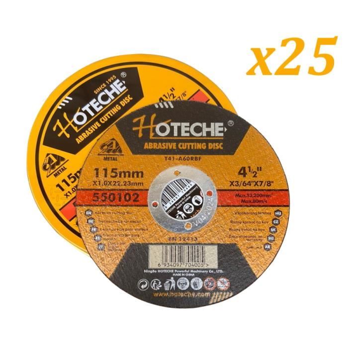 Disques à Tronçonner 115 Mm Nemura - Lot De 25 - Pour Métal, Acier, Inox - 115x2x22,2 Mm - 9