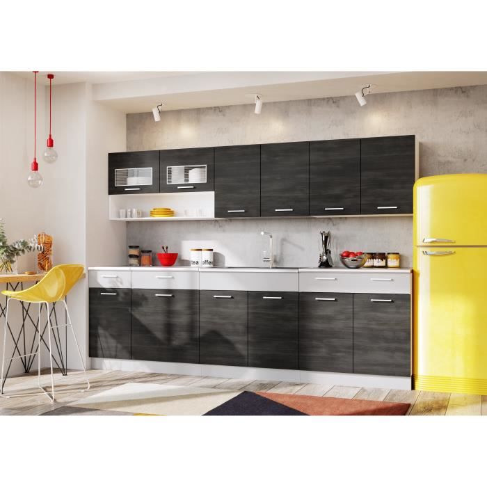 Acaia Cuisine Complete Modulaire Lineaire L 260cm 7 Pcs Plan