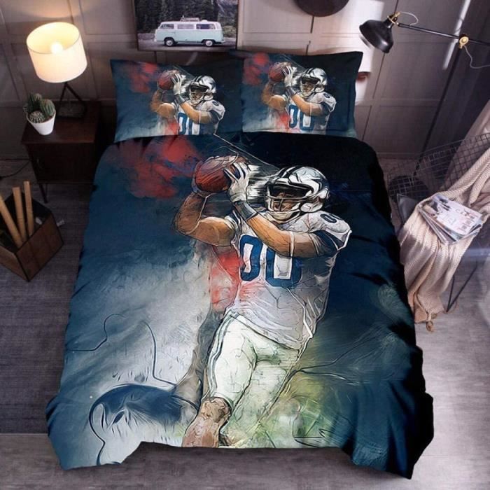 Housse de Couette Rugby Blanc - Parure de Lit pour Adolescents