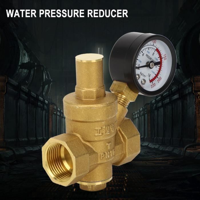 Régulateur Pression Laiton Régulateur De Pression Eau En Laiton DN15 – Réglable Avec Manomètre, Structure Piston, Filetage G, Max 1,6 MPa