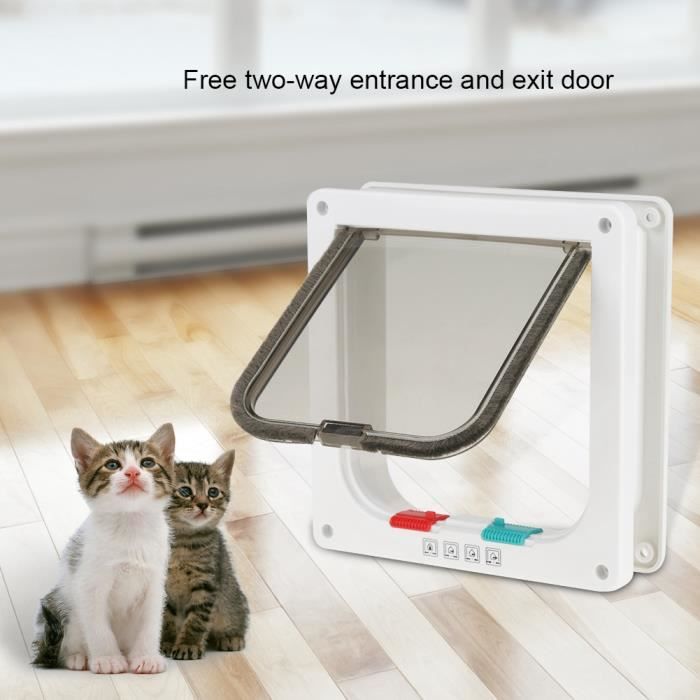 Chatière Intelligente Chat Porte Chat Porte Verrouillable Petit Chat Porte  Chien Pour Animal De Compagnie Blanc -Zoo - Cdiscount Animalerie