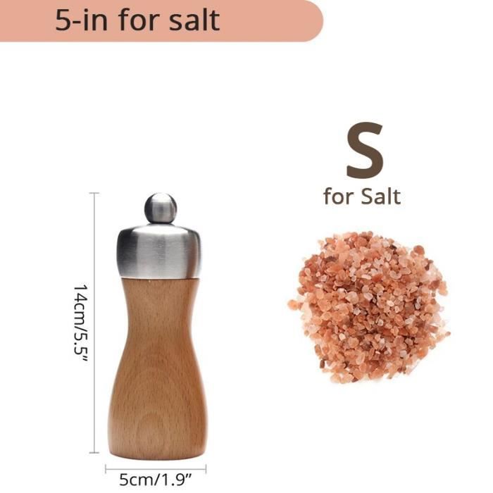 Moulins à Sel Et Poivre En Bois Premium - Design Élégant Doré, Réglable, Idéal Pour Sel Himalaya & Poivre