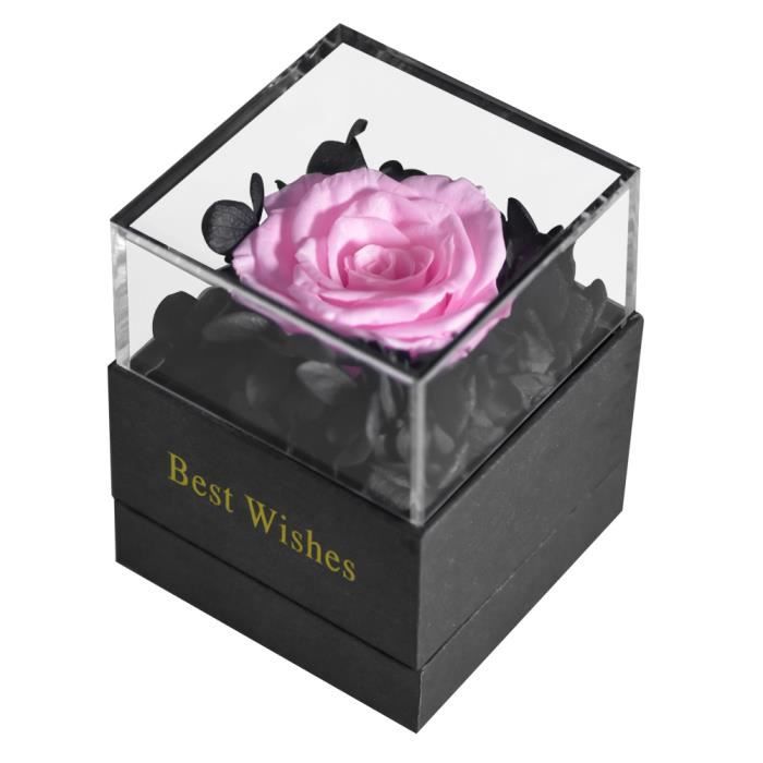 Design 1 rose rose - Rose éternelle conservée, boîte à bijoux, collier, boucles'oreilles, boîte de rangement,