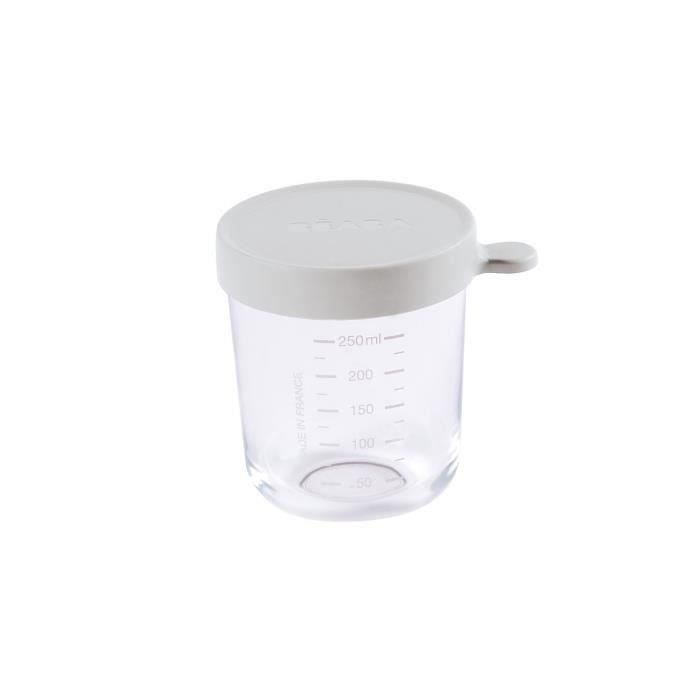 Pots de conservation BEABA en verre extra-résistant 250 ml - gris clair