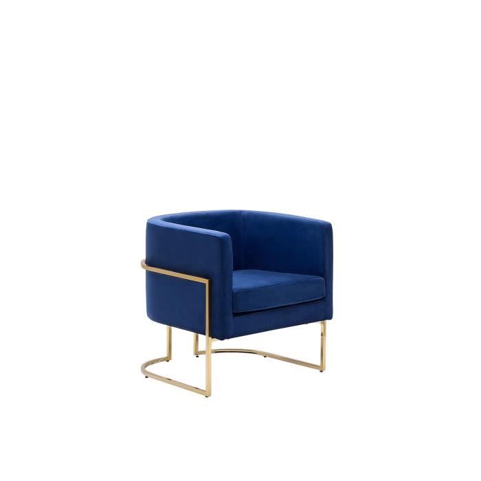 fauteuil club en velours bleu foncé - beliani - sirkka - elégance - chic - confort optimal