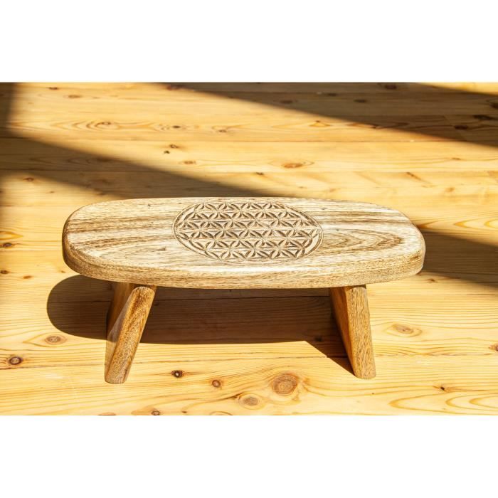 Tabouret De Méditation En Bois - Ergonomique & Portable - 43x19x18cm - Neuf