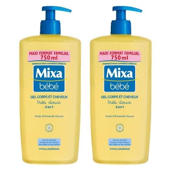 Lot De 2 Mixa Bebe Gel Tres Doux Corps Et Cheveux 2 En 1 Sans Savon Maxi Format Familial 750 Ml Cdiscount Puericulture Eveil Bebe
