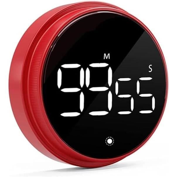 Minuteur De Cuisine Numérique LED - Compte à Rebours Jusqu'à 100h - Grand Écran, Alarme - Avec Clip, Support, Aimant Et Trou De Suspension