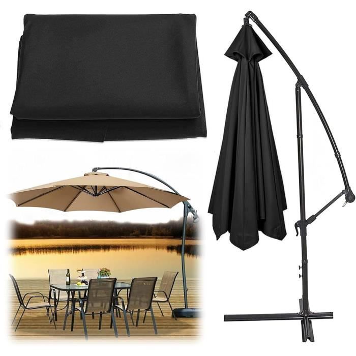 Housse De Parasol Déporté 240x57 Cm - Tissu Oxford 210D Imperméable - Protection Jardin, Piscine, Terrasse - Noir