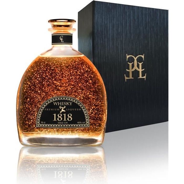 Coffret Whisky 1818 - Premium Liqueur Feuille d'Or 23k - 12 ans Malt -  Cadeau pour Homme - Avec Coffret Cadeau & Certificat d'or - Achat / Vente Coffret  Whisky 1818 - Premi - Cdiscount