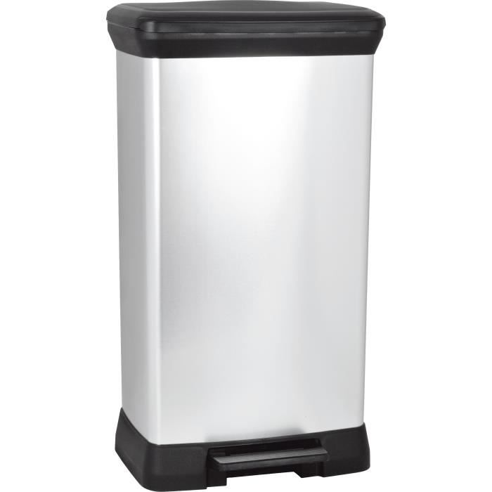 Curver Poubelle A Pedale 50 L Gris Metallise Achat Vente