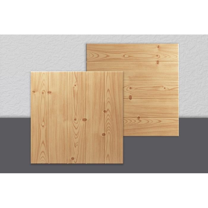 Decosa Dalle de plafond Athen, pin, polystyrène, 50 x 50 cm - LOT de 10 sachets (= 4m2)