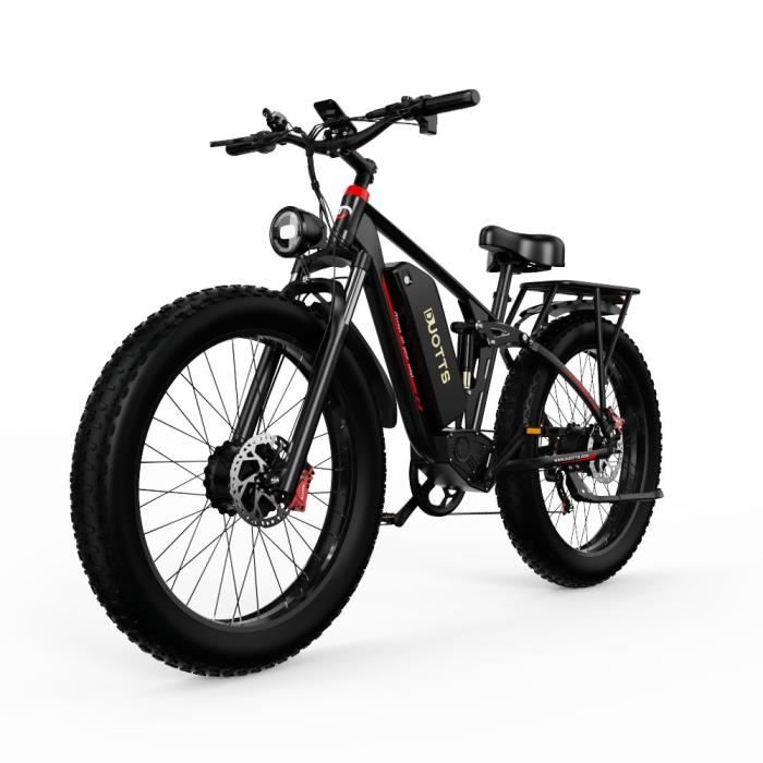 velo electrique adulte DUOTTS S26 Autonomie 150km Pneus 26 pouces tout terrain avec suspension avant vtt fat bike 48v20ah Noir