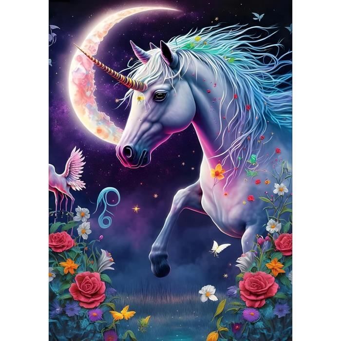 Kit Peinture Diamant 5D Licorne - Toile 30x30cm Avec Strass - Art DIY Débutants & Adultes