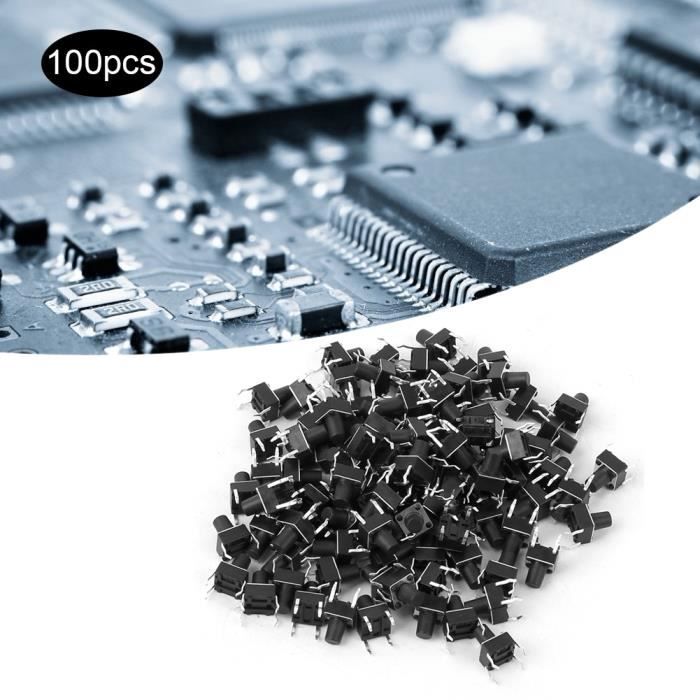 100 Interrupteurs Tactiles 6x6x6mm - Boutons Poussoirs Momentanés 4 Broches, Pour Projets électroniques Et DIY