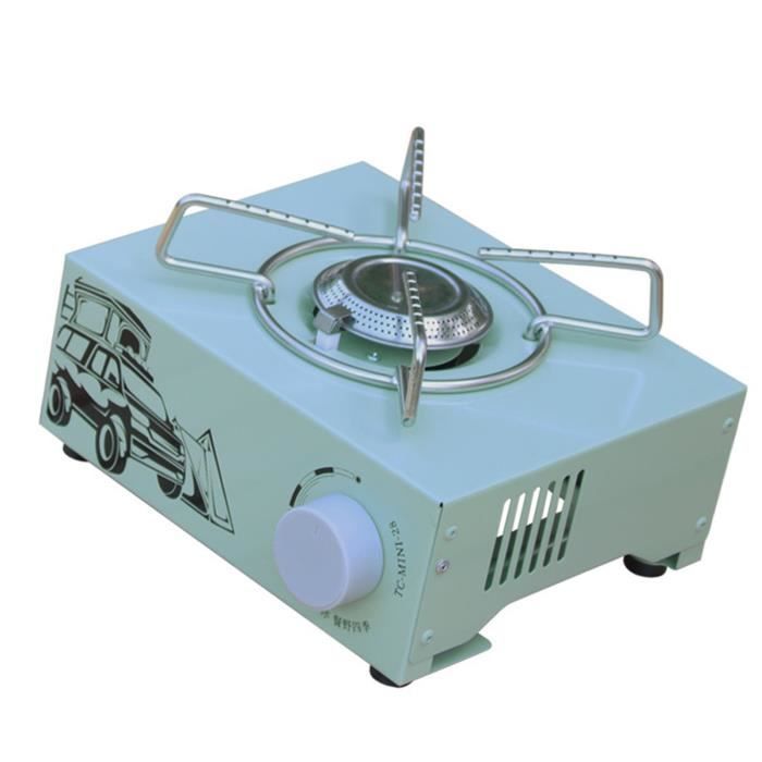 Réchaud De Camping Portable Au Butane – 7500 BTU Pliable, Allumage Piézo, Sécurité Intégrée – Vert
