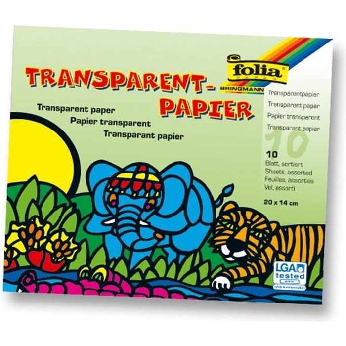 Papier vitrail transparent coloris assortis 10 feuilles de 20 x 14 cm 42g