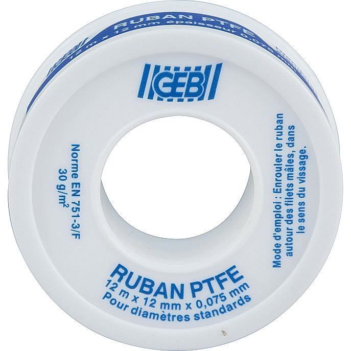 Ruban détanchéité PTFE 12mmx12mx0.075m vrac
