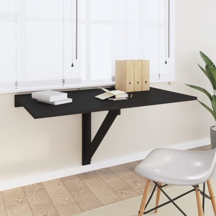ZHU Table murale pliable Noir 100x60x56 cm Bois dingénierie GOTOTOP tout neuf