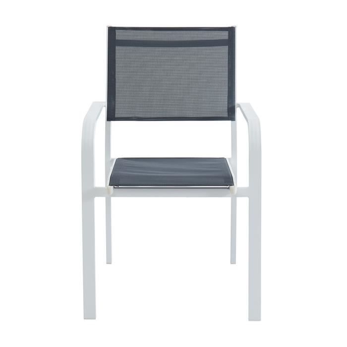 lot de 6 chaises de jardin en aluminium blanc et textilène - palawan