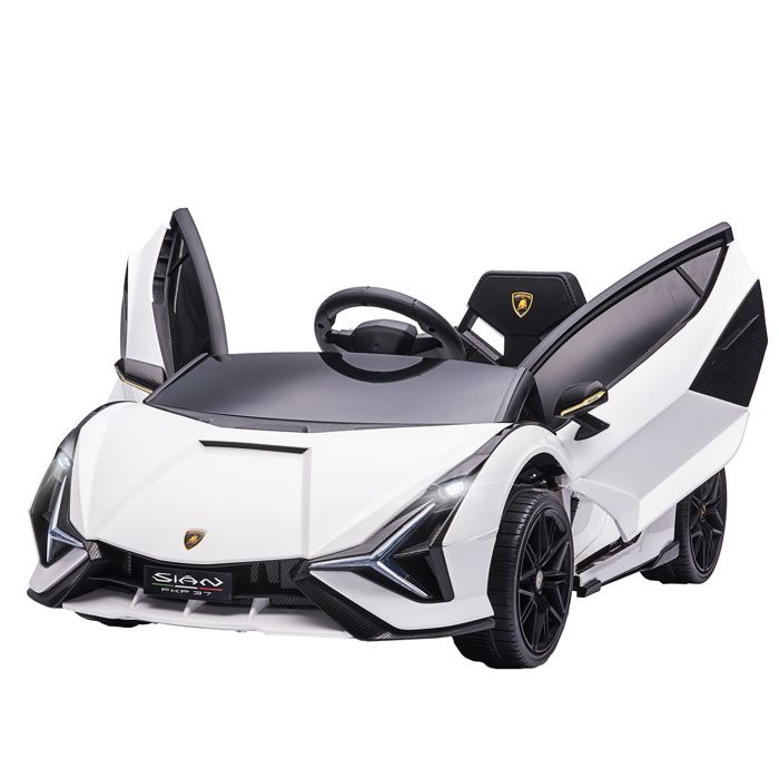 Voiture électrique enfants - HOMCOM - lamborghini sian 12 V télécommande 2.4 G effets sonores LED - ABS - blanc