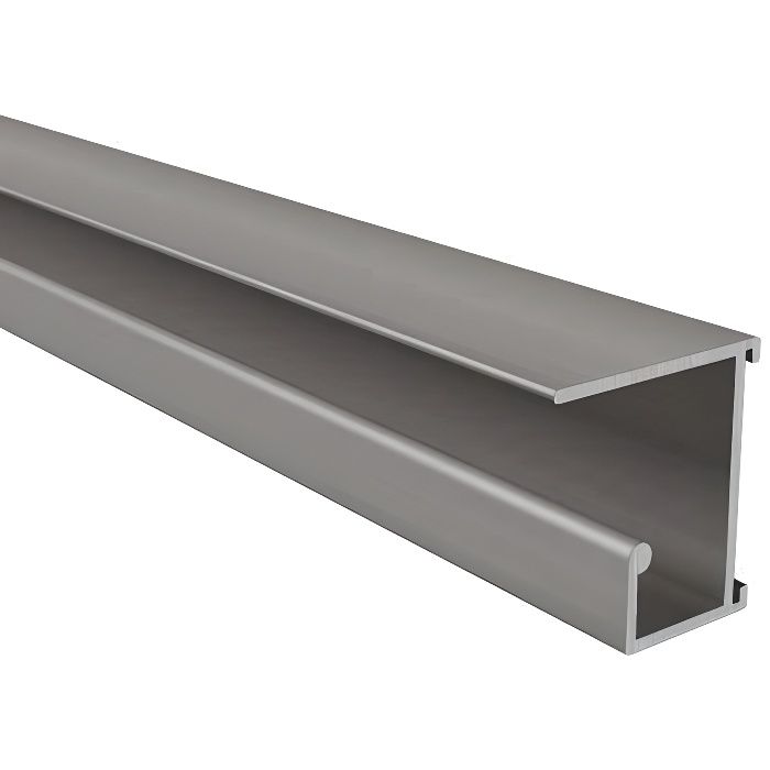 Rail en aluminium à visser sous tablettes pour dossiers suspendus, satiné argent, Lg 1000 mm