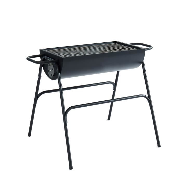 Barbecue Charbon Demi Tonneau Barbecue A Charbon Demi Tonneau 12 Convives Acier Noir
