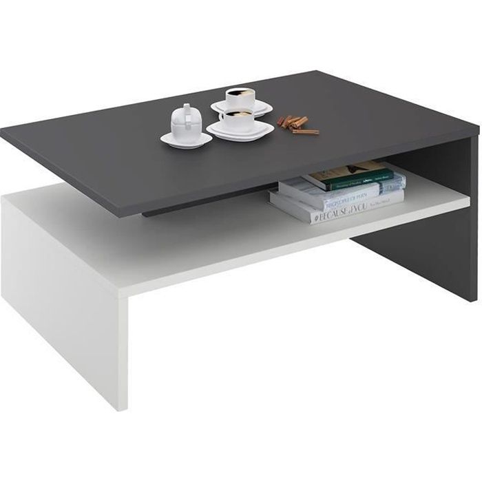 Table Basse Gris Et Blanc Avec Rangement Achat Vente Pas Cher