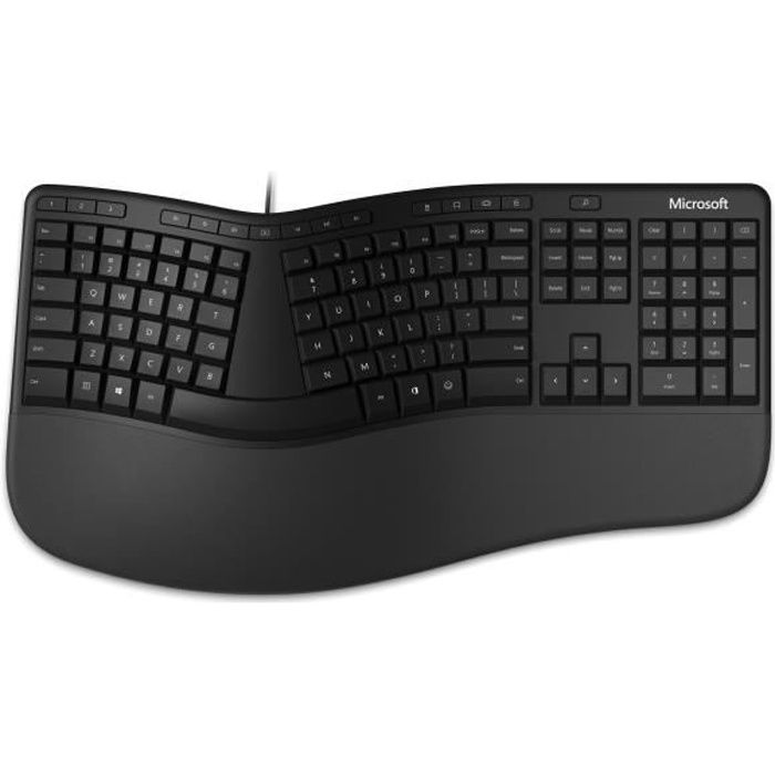 Microsoft Clavier Ergonomique Filaire USB - Noir - AZERTY