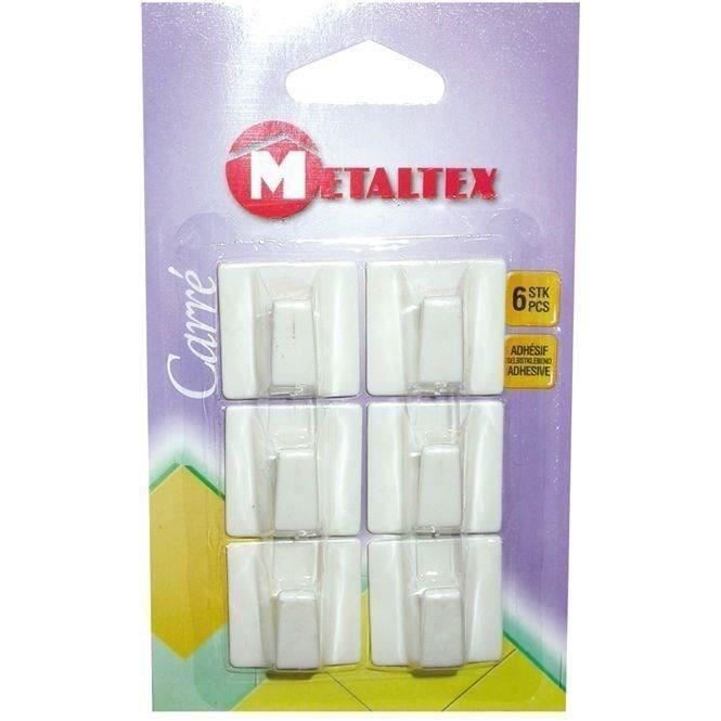 Crochet adhésif carré - 30x30 mm - lot de 6