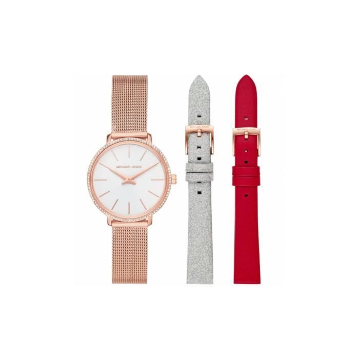 MICHAEL KORS - Montre pour Femme en Acier Ton Or à pierres avec deux bracelets Rouge et Argenté Pyper MK4418 or rose, - Achat/vente montre - Cdiscount