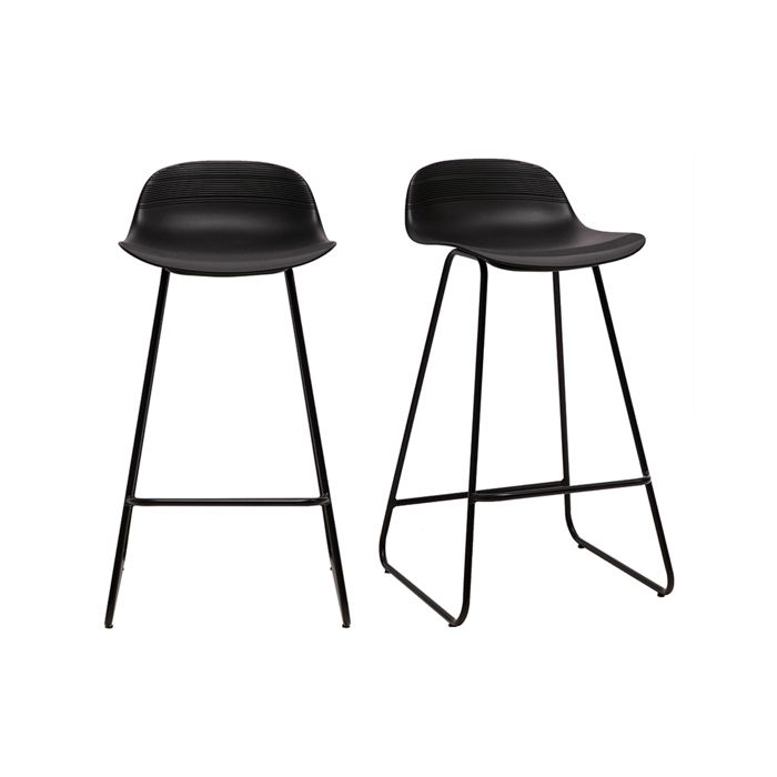 Miliboo - Tabourets de bar design noirs H65 cm (lot de 2) ELLA