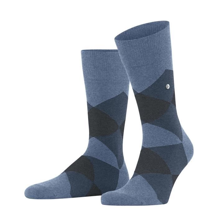 Chaussettes - BURLINGTON - Clyde - motif losanges - coton bio peigné - bleu 40/46