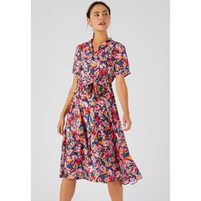 Robe Damart Robe chemise pure viscose imprimee Rose Fleuri Rose fleuri Cdiscount Pret a Porter