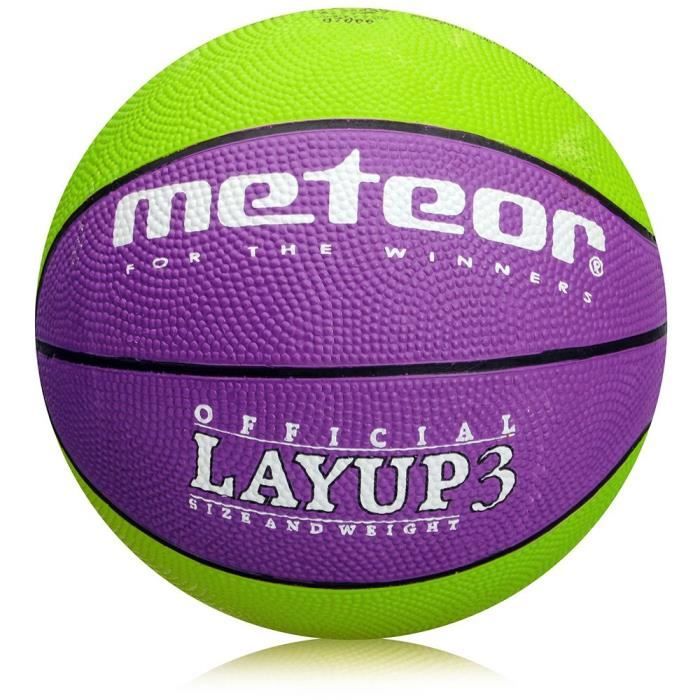 Ballon de Basket Basketball meteor Layup 3 pour enfants - Extérieur et Intérieur - pour apprendre à jouer au basket - Violet Vert