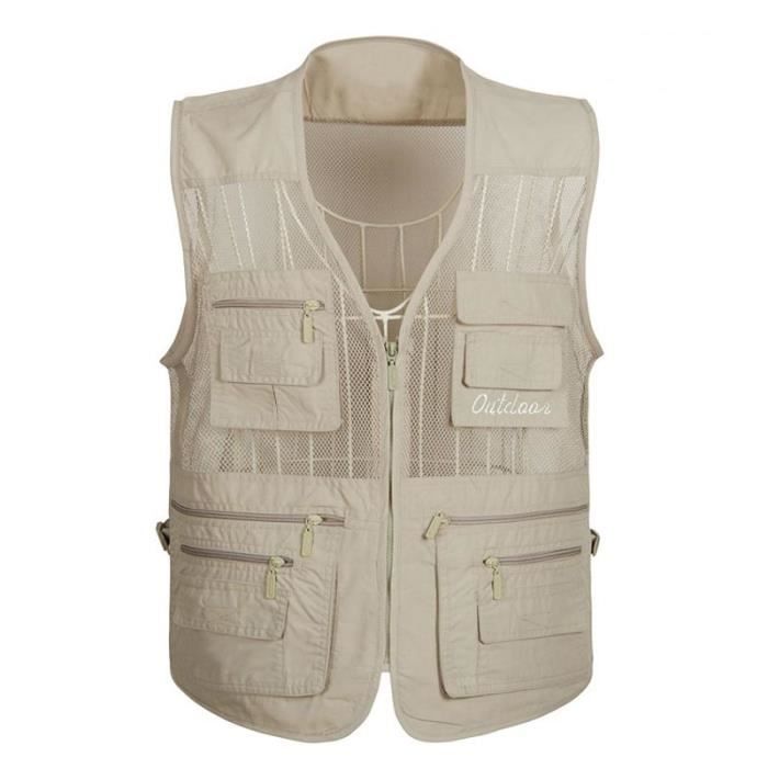 Generisch Gilet De Sport D'été Pour Homme - Gilet De Trekking - Gilet De Loisirs - Protection Solaire - Gilet D'extérieur - Gilet De Travail Tendance Avec Poches Fonctionnelles - Imperméable - Fin