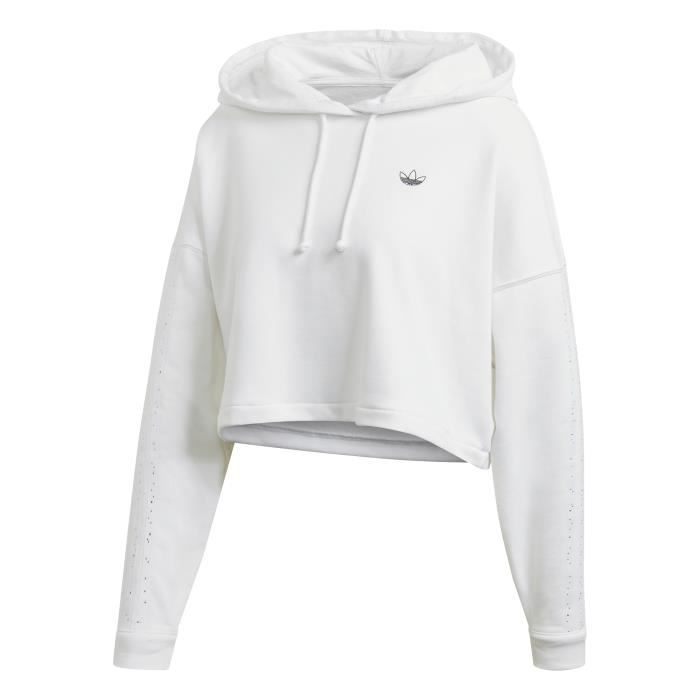 Sweat à capuche femme adidas Originals APP Cropped Blanc - Cdiscount Sport