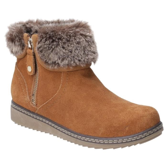 Bottines pour femmes Hush Puppies Daim r sistant la pluie Doubl es de fausse fourrure Marron