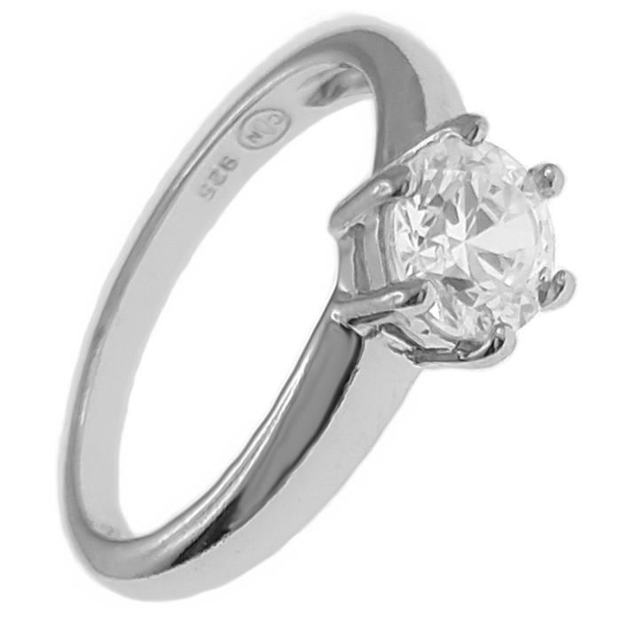 Solitaire argent rhodie clearance oxyde
