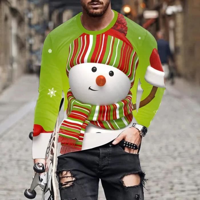 Hommes Casual Noël Drôle 3D Impression Numérique Pull Col Rond À