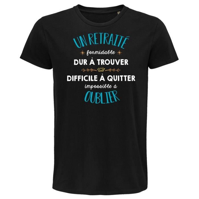 T shirt Homme Noir Formidable Retraite XXL 100 Coton Bio