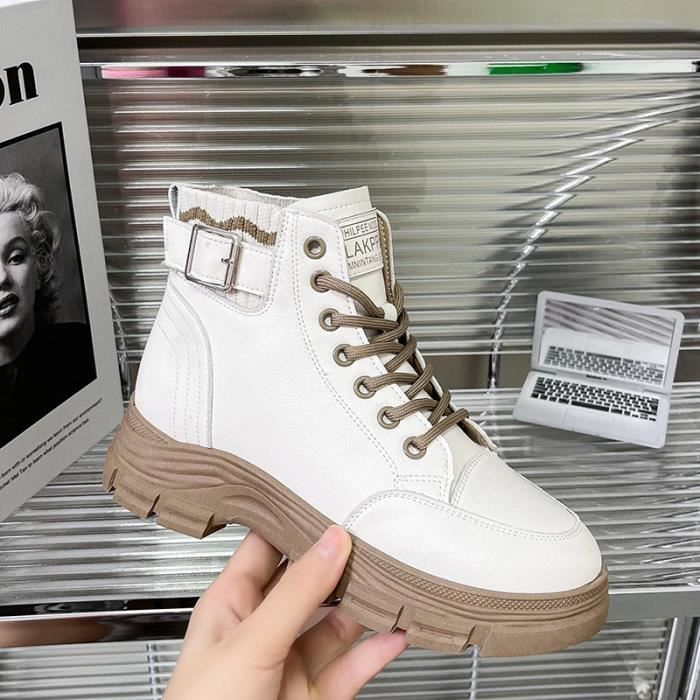 bottines blanches cuir