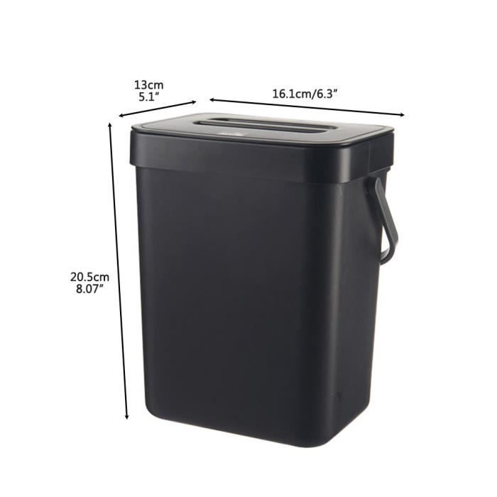 Composteur De Comptoir Noir – Seau à Déchets Organiques Cuisine – Anti-Odeurs En Métal – 18 X 15 Cm – Idéal Pour Épluchures Et Marc De Café