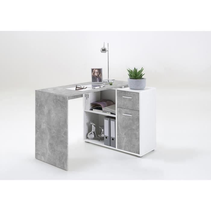 Bureau Angulaire Reversible Coloris Gris Beton La Blanc L83 X H74 X P117 Cm Achat Vente Bureau Bureau Angulaire Soldes Sur Cdiscount Des Le 20 Janvier Cdiscount
