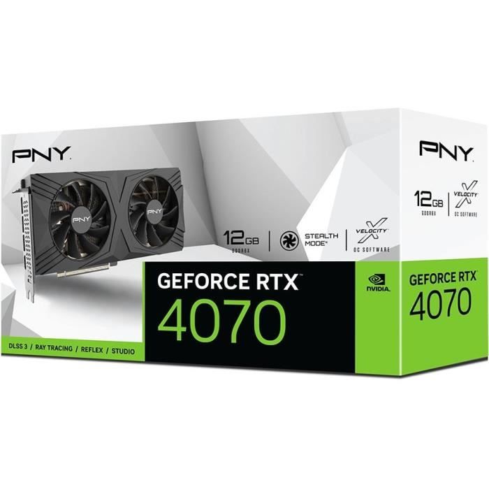 PNY GeForce RTX 4070 12GB - VERTO Dual Fan Edition - carte graphique - GeForce RTX 4070 - 12 Go GDDR6X - PCIe 4.0 x16 - 3 x DisplayPort, HDMI