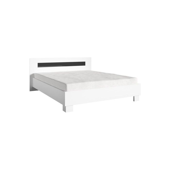 Lit double contemporain DUBLIN blanc brillant et noir – couchage 140 x 190 cm Lit double contemporain DUBLIN blanc brillant et noir – couchage 140 x 190 cm