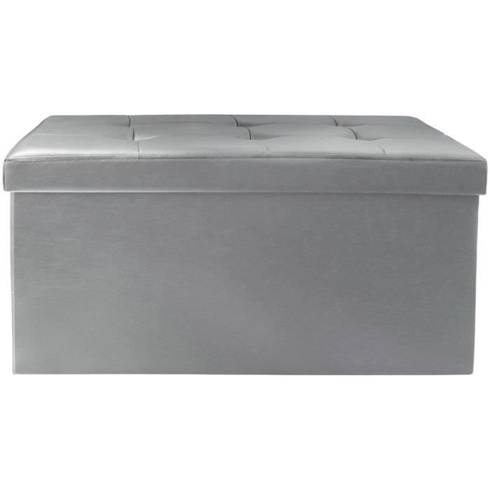 pouf coffre de rangement - promobo - gris - elégance - chic - 38x38x76cm