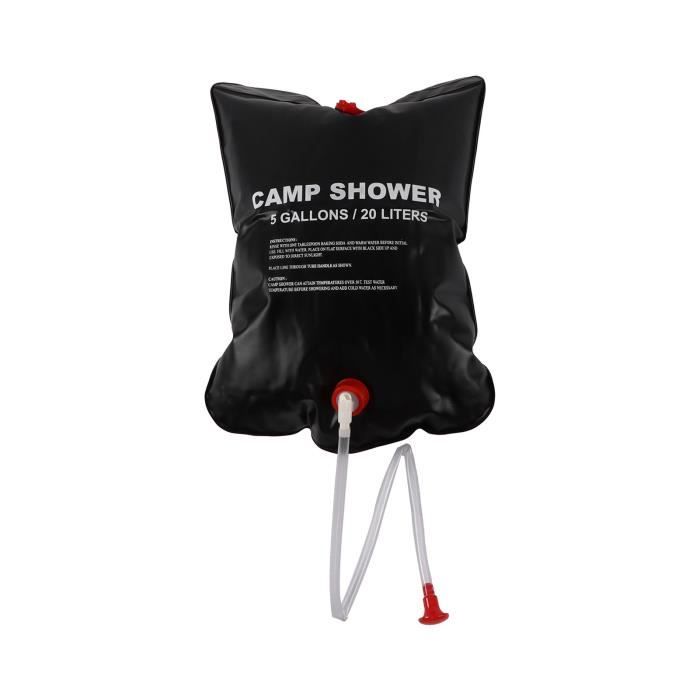RISEPRO Sac de Douche, 5 gallons/ 20L Chauffage Solaire Extérieur 45°C Tuyau Amovible Pommeau de Douche Camping